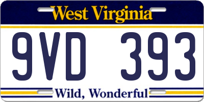 WV license plate 9VD393