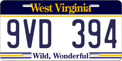 WV license plate 9VD394