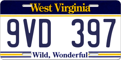 WV license plate 9VD397