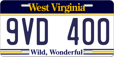 WV license plate 9VD400
