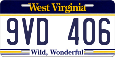 WV license plate 9VD406