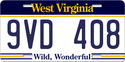 WV license plate 9VD408