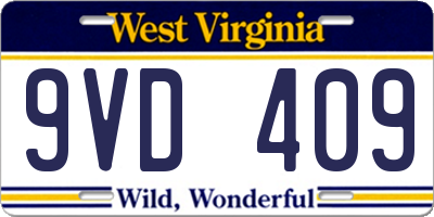WV license plate 9VD409
