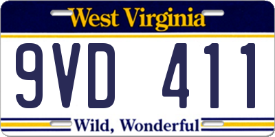 WV license plate 9VD411