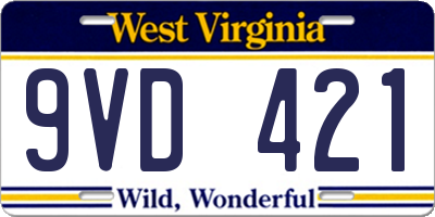 WV license plate 9VD421