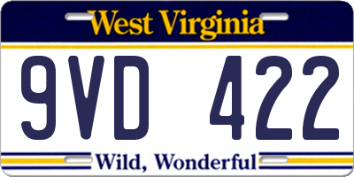 WV license plate 9VD422