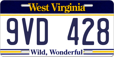 WV license plate 9VD428