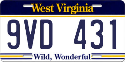 WV license plate 9VD431