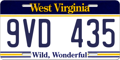 WV license plate 9VD435