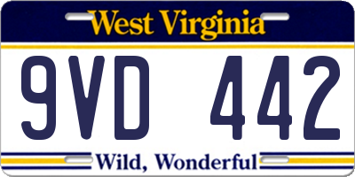 WV license plate 9VD442