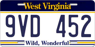 WV license plate 9VD452
