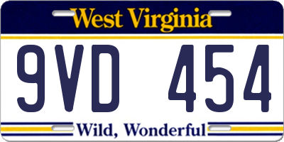 WV license plate 9VD454