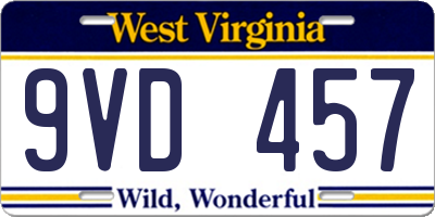 WV license plate 9VD457