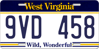 WV license plate 9VD458