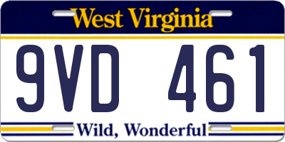 WV license plate 9VD461