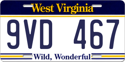 WV license plate 9VD467