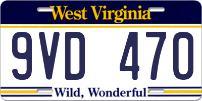 WV license plate 9VD470