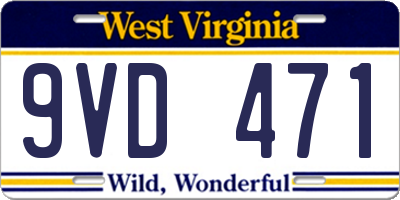 WV license plate 9VD471