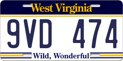 WV license plate 9VD474