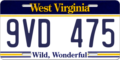 WV license plate 9VD475