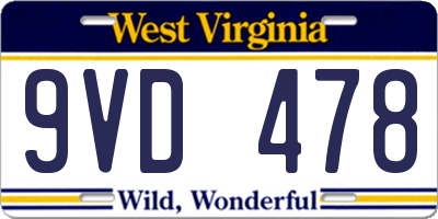WV license plate 9VD478