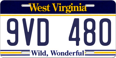 WV license plate 9VD480