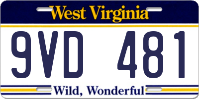 WV license plate 9VD481