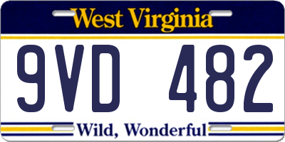 WV license plate 9VD482
