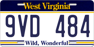WV license plate 9VD484