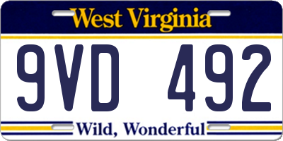 WV license plate 9VD492