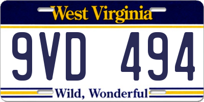 WV license plate 9VD494