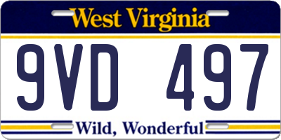 WV license plate 9VD497