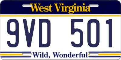 WV license plate 9VD501