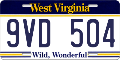 WV license plate 9VD504