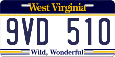 WV license plate 9VD510
