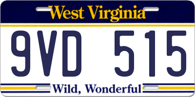 WV license plate 9VD515