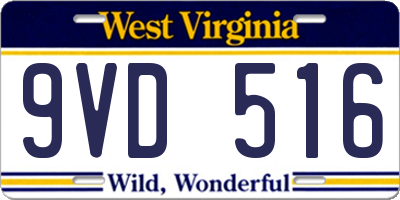 WV license plate 9VD516