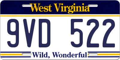 WV license plate 9VD522
