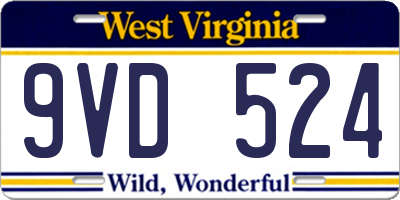 WV license plate 9VD524