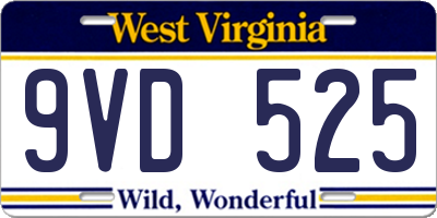 WV license plate 9VD525