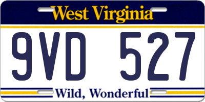 WV license plate 9VD527