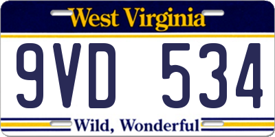 WV license plate 9VD534