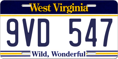 WV license plate 9VD547
