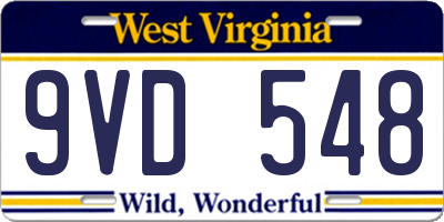WV license plate 9VD548