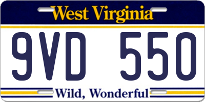 WV license plate 9VD550