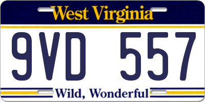 WV license plate 9VD557