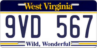 WV license plate 9VD567