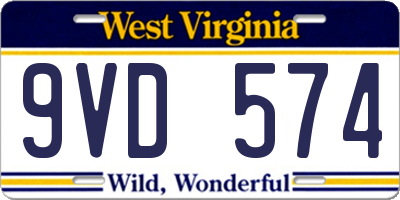 WV license plate 9VD574