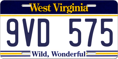 WV license plate 9VD575