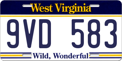 WV license plate 9VD583